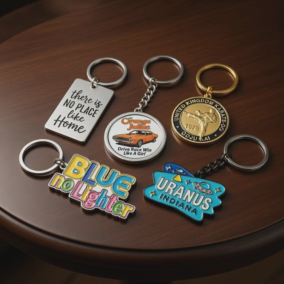 Custom Logo Keychains - Personalized Engraved Metal Keyrings for Promotional Branding & Gifts